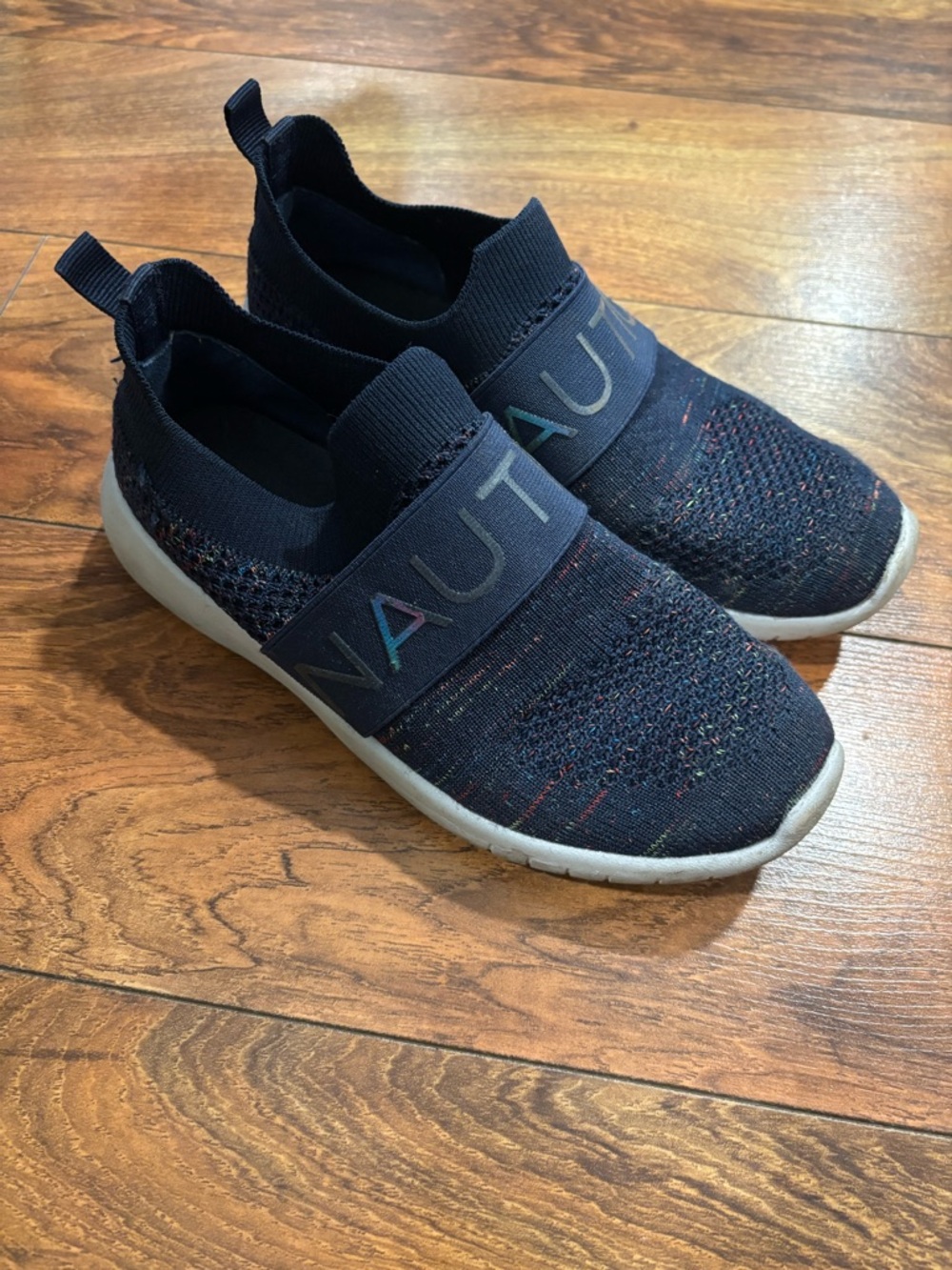 Nautica Kids Navy Slip-On Knit Sneakers with Multicolor Flecks